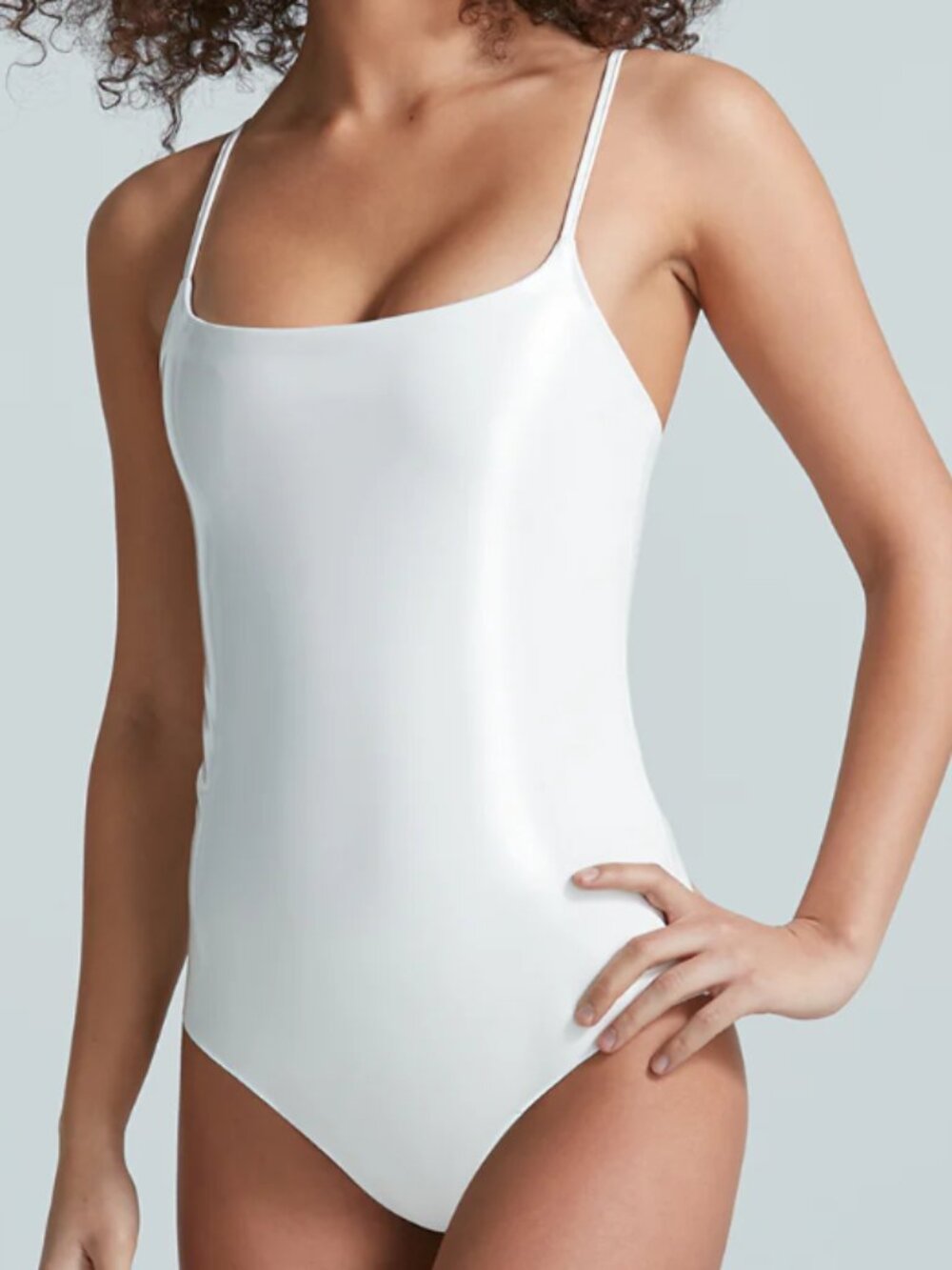 Commando Faux-Leather Spaghetti-Strap White Bodysuit Size Small